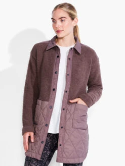 Quilted Mix Media Coat COCOA -Varley Nik Shop ACTF238175COCPRODUCT 04