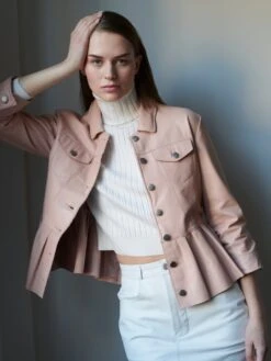 JKT Brie Burnished Leather With Peplum Hem -Varley Nik Shop C982F7487D32PTLPRODUCT 06