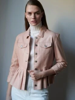 JKT Brie Burnished Leather With Peplum Hem -Varley Nik Shop C982F7487D32PTLPRODUCT 09