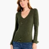 Perfect Rib Knit Cuffed Top BRIAR