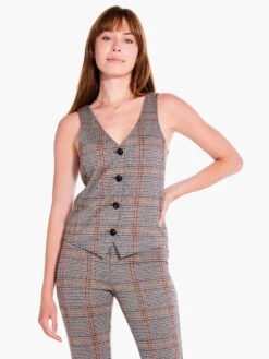 Sketched Plaid Knit Vest NEUTRAL MULTI