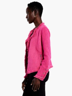 Fringe Mix Knit Jacket CHARGED PINK -Varley Nik Shop F231133CPIPRODUCT 02