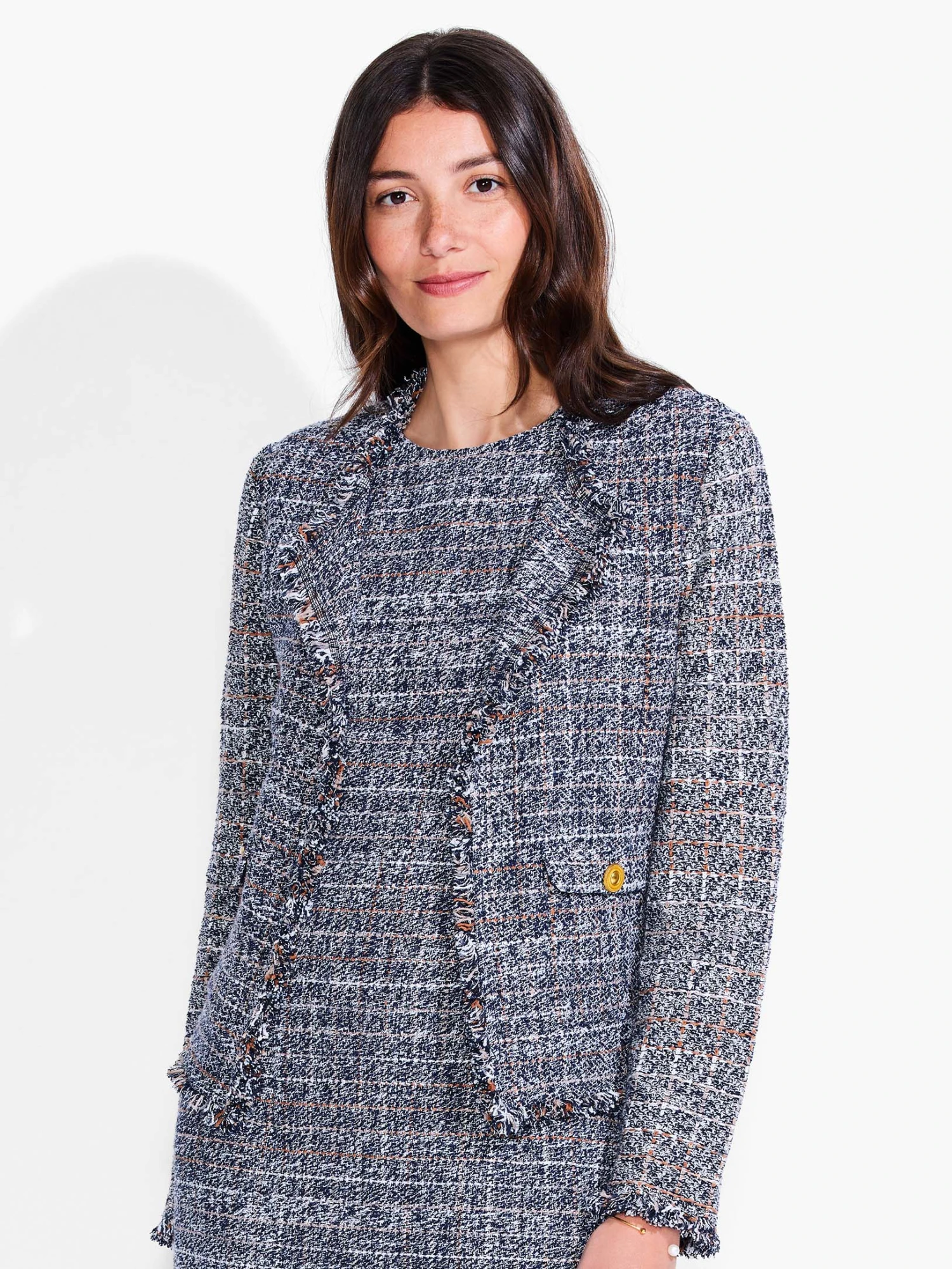 Novelty Fringe Mix Jacket BLUE MULTI 3 Novelty Fringe Mix Jacket BLUE MULTI