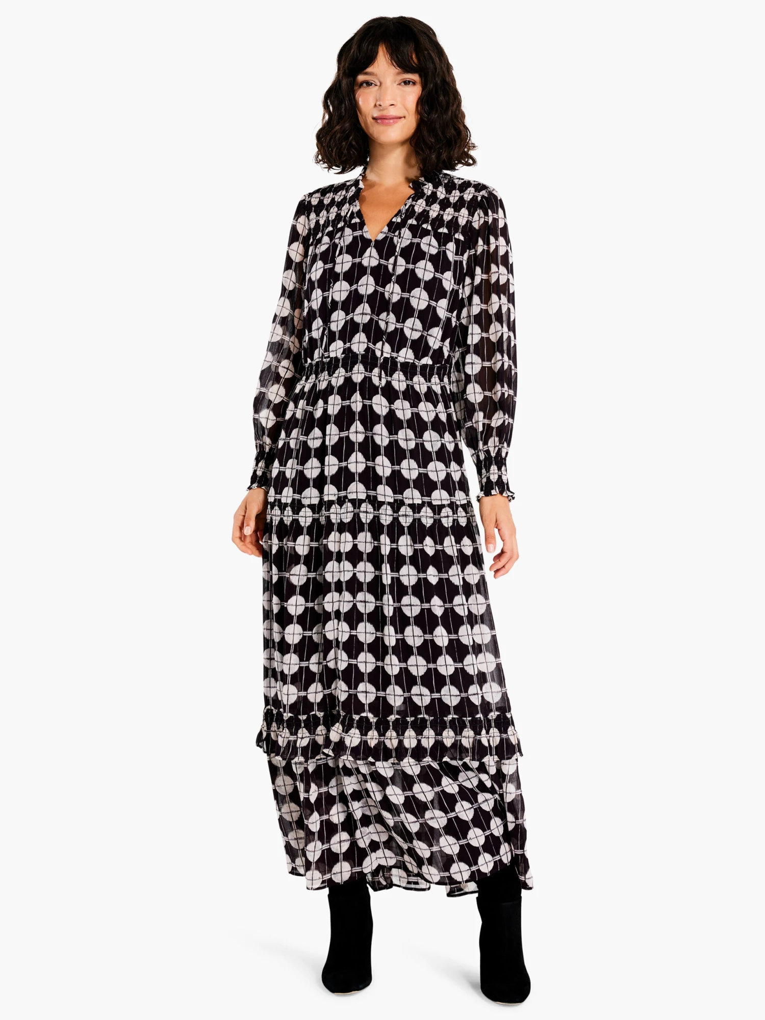 Chiffon Dot Dress BLACK MULTI 4 Chiffon Dot Dress BLACK MULTI - Image 2