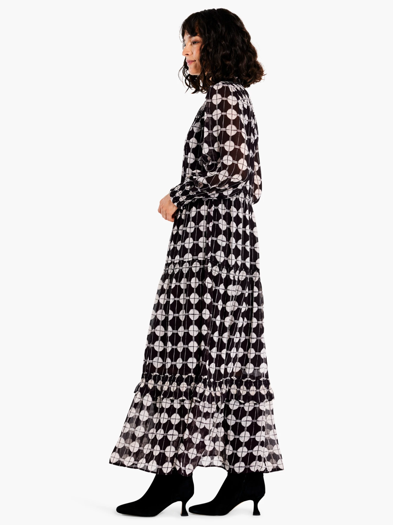 Chiffon Dot Dress BLACK MULTI 5 Chiffon Dot Dress BLACK MULTI - Image 3