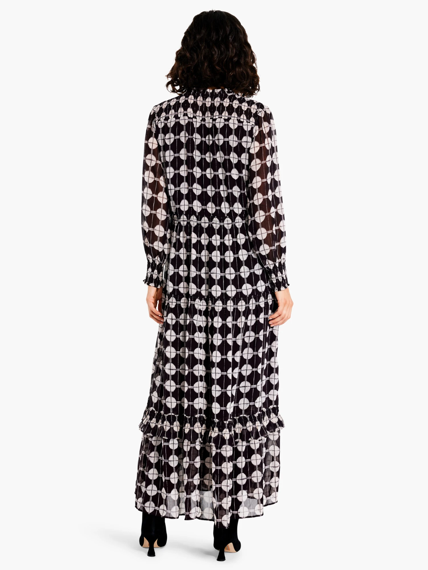 Chiffon Dot Dress BLACK MULTI 6 Chiffon Dot Dress BLACK MULTI - Image 4