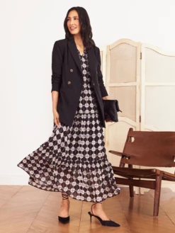 Chiffon Dot Dress BLACK MULTI 11 Chiffon Dot Dress BLACK MULTI -Varley Nik Shop F231908BLMPRODUCT 05