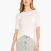 Perfect Knit Rib Elbow Sleeve Boat Neck Tee PAPER WHITE -Varley Nik Shop M231049PWHPRODUCT 01