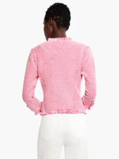 Zig Zag Fringe Mix Knit Jacket SHOCKING PINK -Varley Nik Shop M231110SKPPRODUCT 03