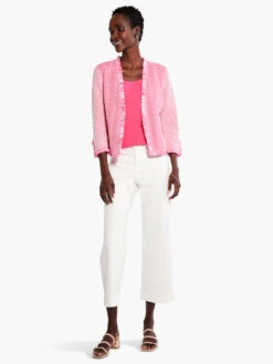 Zig Zag Fringe Mix Knit Jacket SHOCKING PINK -Varley Nik Shop M231110SKPPRODUCT 04