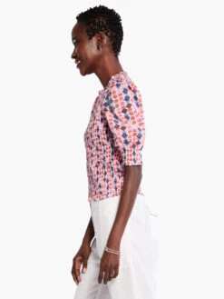 Geo Dots Smocked Top PINK MULTI -Varley Nik Shop M231640PKMPRODUCT 02