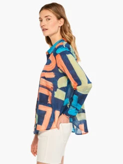 Love Art Joy Crinkle Shirt INDIGO MULTI -Varley Nik Shop M231643IMIPRODUCT 02