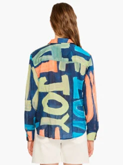 Love Art Joy Crinkle Shirt INDIGO MULTI -Varley Nik Shop M231643IMIPRODUCT 03