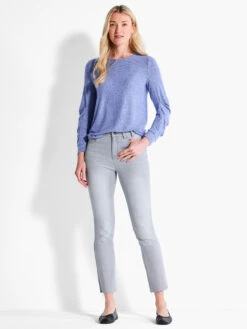 NZT Sweet Dreams Ruched Sleeve Crew Neck IRIS -Varley Nik Shop NZTF232037IRSPRODUCT 04