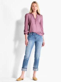 NZT Long Sleeve Henley MAHOGANY -Varley Nik Shop NZTF232048MAHPRODUCT 04