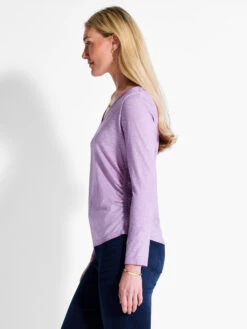 NZT Long Sleeve V-Neck Ruched Tee -Varley Nik Shop NZTF232062CLLPRODUCT 02