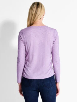 NZT Long Sleeve V-Neck Ruched Tee -Varley Nik Shop NZTF232062CLLPRODUCT 03