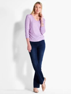 NZT Long Sleeve V-Neck Ruched Tee -Varley Nik Shop NZTF232062CLLPRODUCT 04