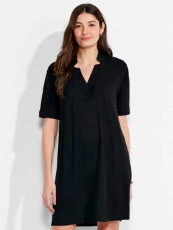 NZT Short Sleeve Notched V Dress