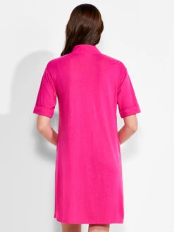 NZT Short Sleeve Notched V Dress SHOCKING PINK 8 NZT Short Sleeve Notched V Dress SHOCKING PINK -Varley Nik Shop NZTM231259SKPPRODUCT 03