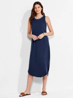 NZT Scoop Neck Stitch Tank Dress DARK INDIGO MULTI