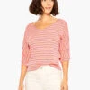 NZT Elbow Sleeve V Striped Tee ORANGE MULTI