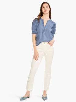 NZT Elbow Sleeve Split Neck Tee CHINA BLUE -Varley Nik Shop NZTM232030CHBPRODUCT 04