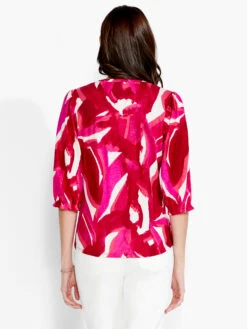 NZT Blooms 3/4 Sleeve Split Neck Tee PINK MULTI -Varley Nik Shop NZTS231028PKMPRODUCT 03