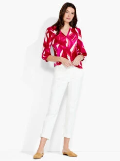 NZT Blooms 3/4 Sleeve Split Neck Tee PINK MULTI -Varley Nik Shop NZTS231028PKMPRODUCT 04