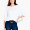 NZT Boat Neck Dolman Sleeve Tee PAPER WHITE