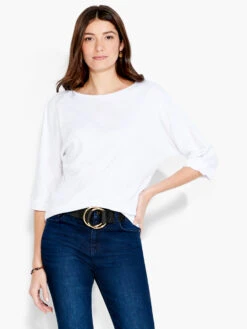 NZT Boat Neck Dolman Sleeve Tee PAPER WHITE