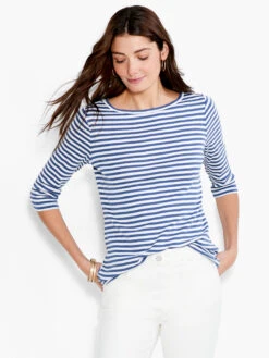 NZT 3/4 Sleeve Stripe Boat Tee