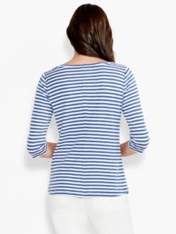 NZT 3/4 Sleeve Stripe Boat Tee -Varley Nik Shop NZTS231073BLTPRODUCT 03