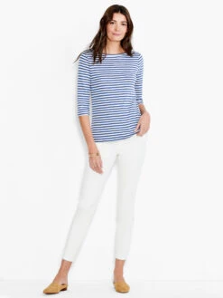 NZT 3/4 Sleeve Stripe Boat Tee -Varley Nik Shop NZTS231073BLTPRODUCT 04