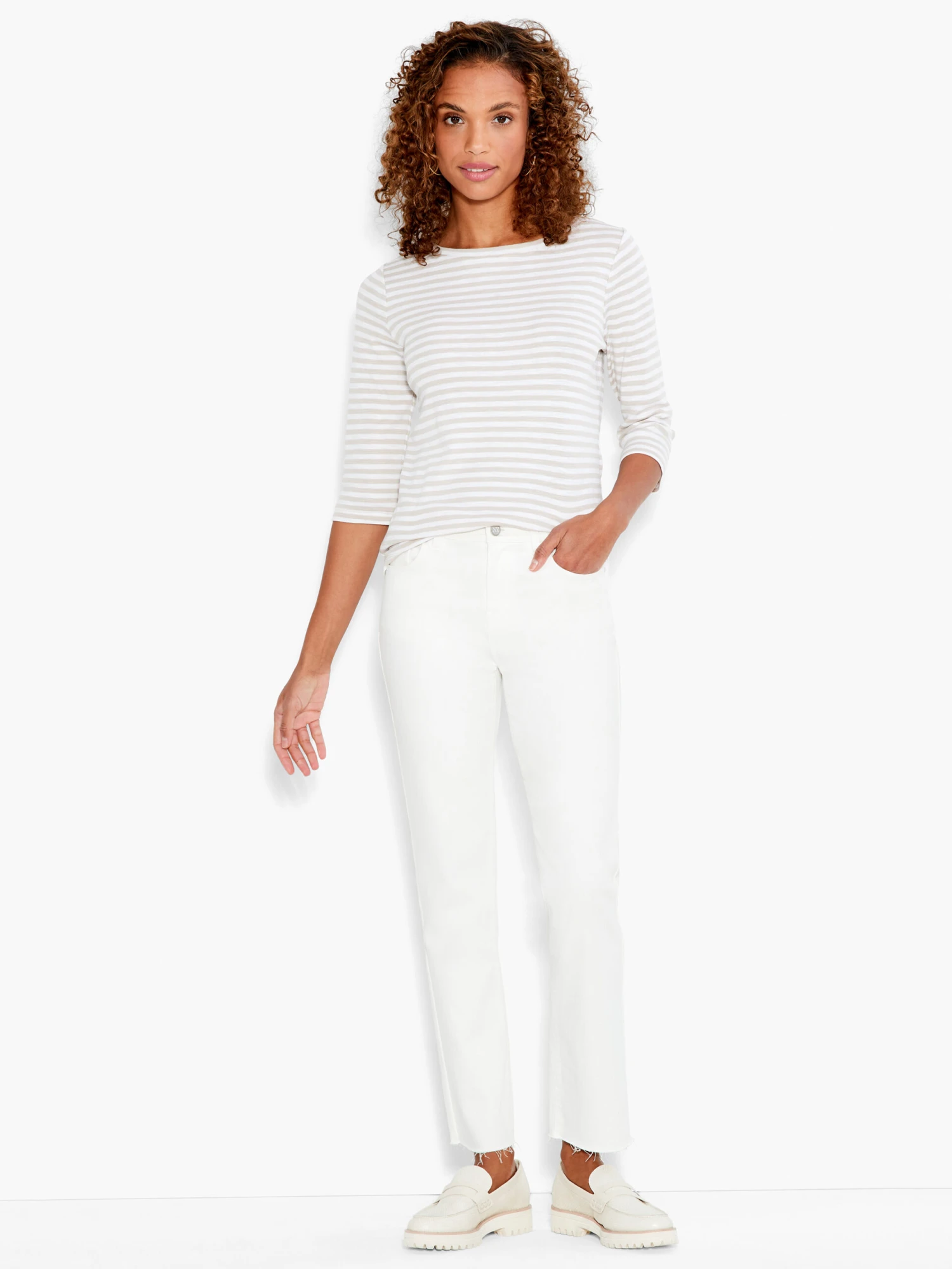 NZT 3/4 Sleeve Stripe Boat Tee NEUTRAL MULTI 6 NZT 3/4 Sleeve Stripe Boat Tee NEUTRAL MULTI - Image 4