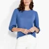 NZT Crew Neck 3/4 Pleated Sleeve Tee HARBOR BLUE -Varley Nik Shop NZTS231088HBBPRODUCT 01