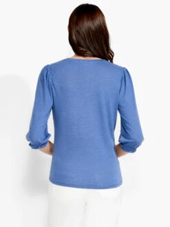 NZT Crew Neck 3/4 Pleated Sleeve Tee HARBOR BLUE -Varley Nik Shop NZTS231088HBBPRODUCT 03