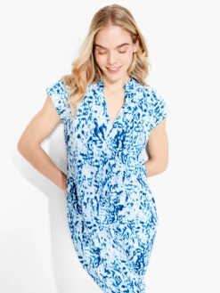 NZT Short Sleeve Daydream Ruffle V Dress BLUE MULTI -Varley Nik Shop NZTS231230BLTPRODUCT 05