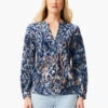 NZT Long Sleeve Watercolor Damask Henley Tee BLUE MULTI