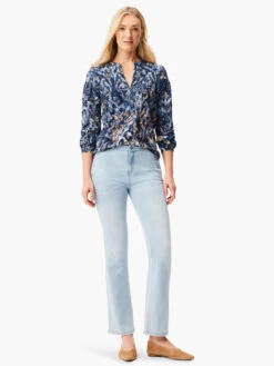 NZT Long Sleeve Watercolor Damask Henley Tee BLUE MULTI -Varley Nik Shop NZTW232057BLTPRODUCT 04