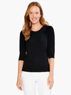 Drapey Rib Puff Sleeve Tee