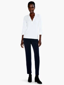 Drapey Rib Collared Top PAPER WHITE -Varley Nik Shop S231049PWHPRODUCT 04