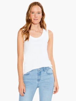 Rib Knit Scoop Tank PAPER WHITE