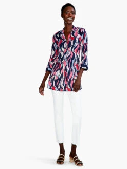 Wavy Mosaic Long Crinkle Shirt PINK MULTI -Varley Nik Shop S231662PKMPRODUCT 04