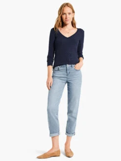 Perfect Knit Rib Long Sleeve V Neck DARK INDIGO -Varley Nik Shop W231032DIDPRODUCT 04