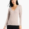 Perfect Knit Rib Long Sleeve V Neck MACAROON 1 Perfect Knit Rib Long Sleeve V Neck MACAROON -Varley Nik Shop W231032MCRPRODUCT 01