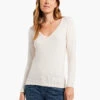 Perfect Knit Rib Long Sleeve V Neck SHELL -Varley Nik Shop W231032SHLPRODUCT 01