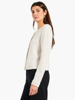 Gilded Texture Sweater Jacket CREAM -Varley Nik Shop W231119CRMPRODUCT 02