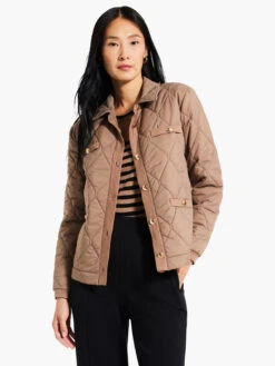 Knit Trim Puffer Jacket STUCCO